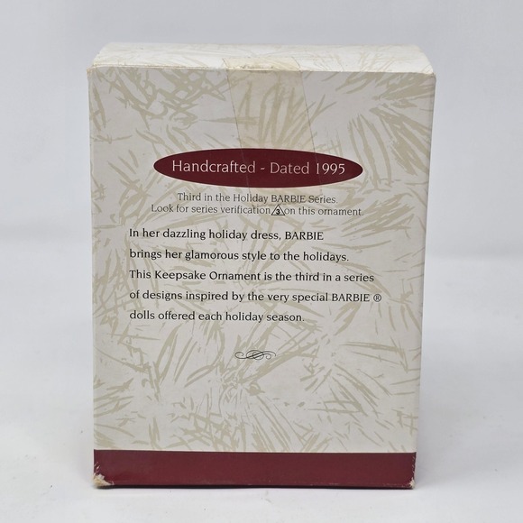 Vintage Hallmark Keepsake Ornament Holiday Barbie 1995 Third in Series 05057 Box - Picture 3 of 4